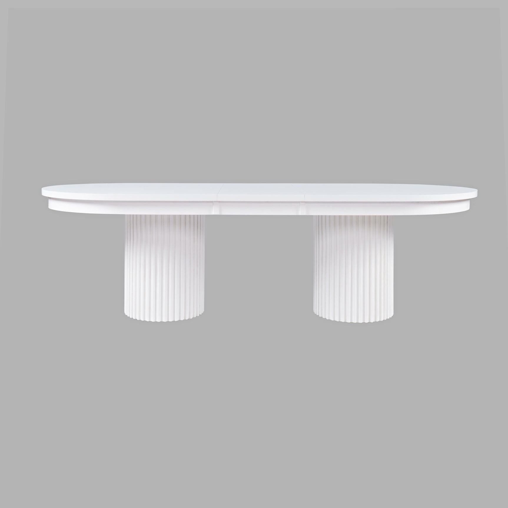 Auden White Double Ped Dining Table w/ 6 Beck Chair - Ornate Home