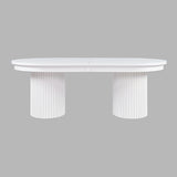 Auden White Double Ped Dining Table w/ 6 Beck Chair - Ornate Home