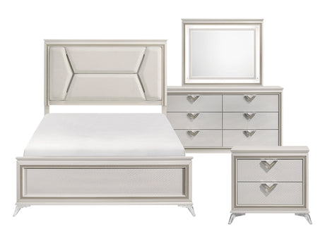Audra White/Gold 4-Piece Queen Bedroom Set - Ornate Home