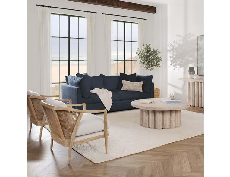 Audrey Navy Upholstered Sofa - Ornate Home