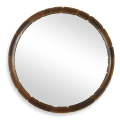 Auger Bronze/Amber Glass Round Mirror - Ornate Home