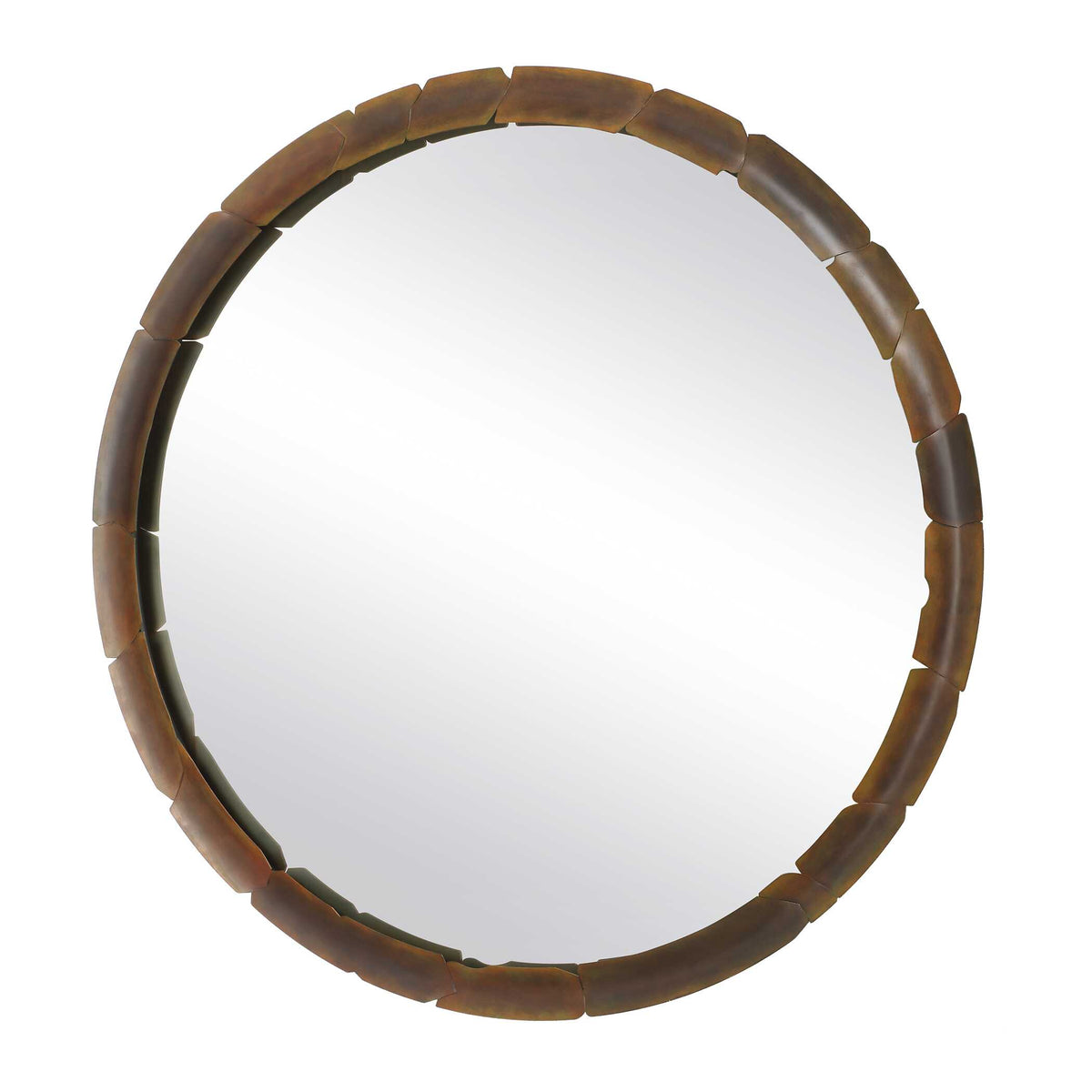 Auger Bronze/Amber Glass Round Mirror - Ornate Home