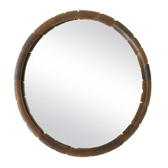 Auger Bronze/Amber Glass Round Mirror - Ornate Home