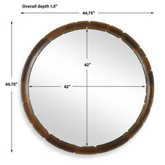 Auger Bronze/Amber Glass Round Mirror - Ornate Home