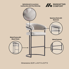 Augusta Barstool in Light Grey - Ornate Home