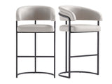 Augusta Barstool in Light Grey (set of 2) - Ornate Home