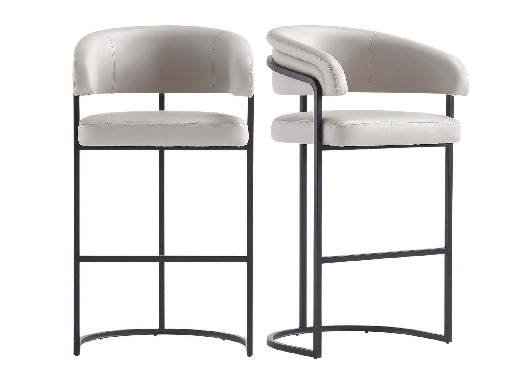 Augusta Barstool in Light Grey (set of 2) - Ornate Home