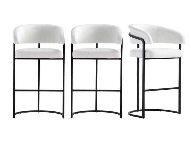 Augusta Barstool in White (set of 3) - Ornate Home