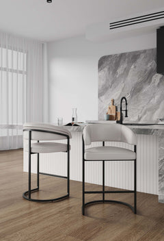Augusta Counter Stool in Light Grey (set of 2) - Ornate Home
