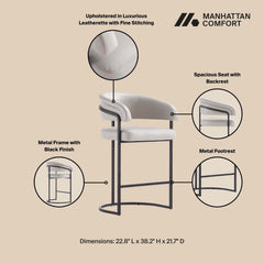 Augusta Counter Stool in Light Grey (set of 2) - Ornate Home