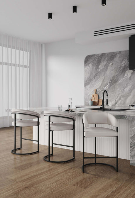 Augusta Counter Stool in Light Grey (set of 3) - Ornate Home