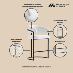 Augusta Counter Stool in White (set of 2) - Ornate Home