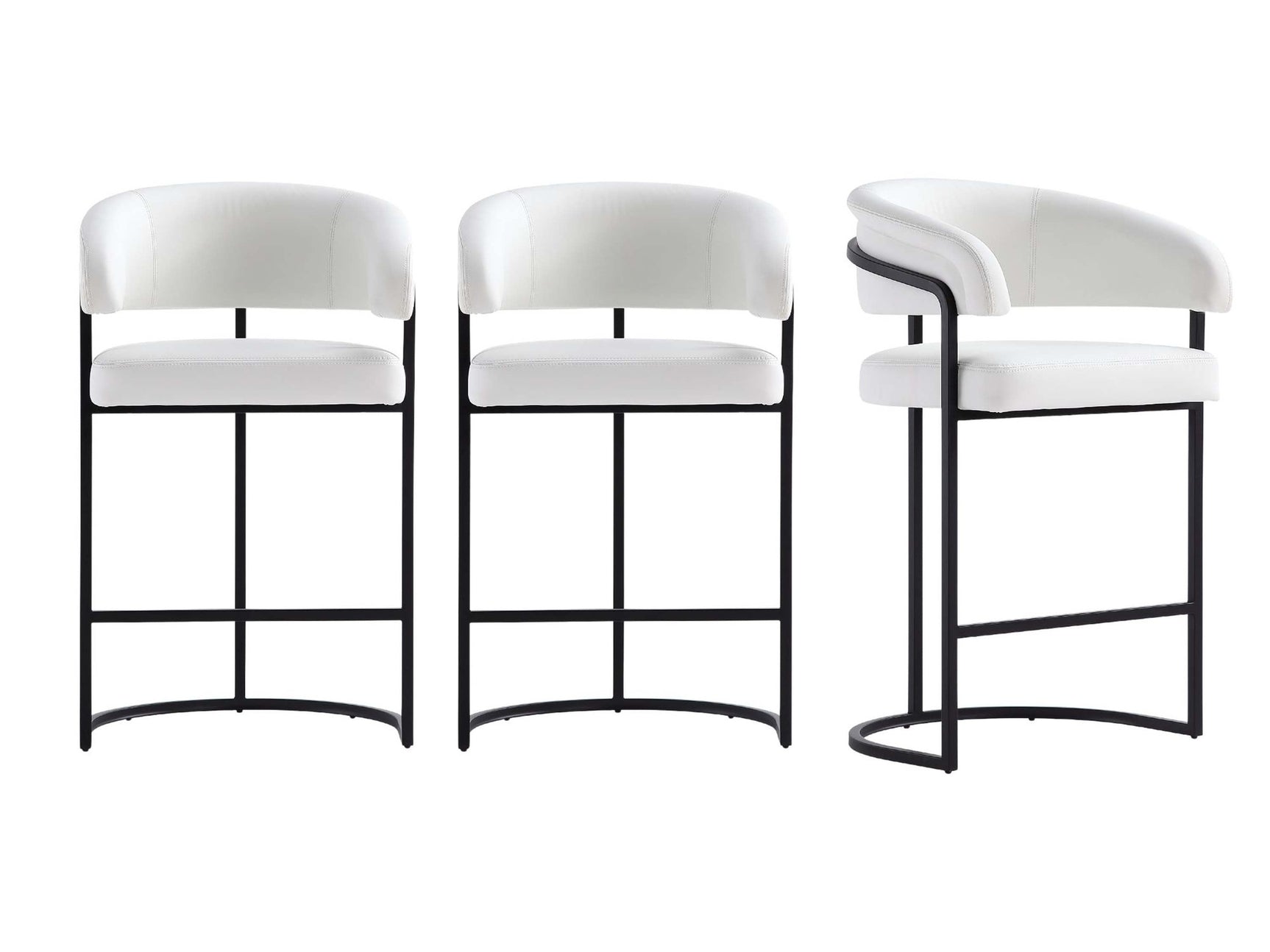 Augusta Counter Stool in White (set of 3) - Ornate Home