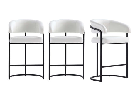 Augusta Counter Stool in White (set of 3) - Ornate Home