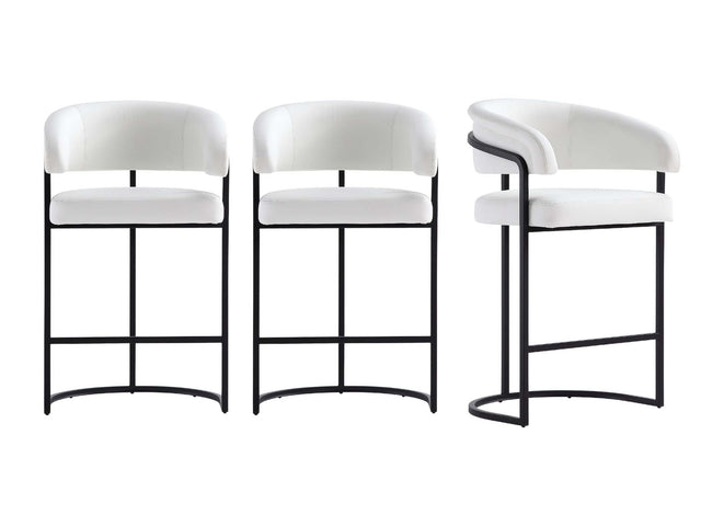 Augusta Counter Stool in White (set of 3) - Ornate Home