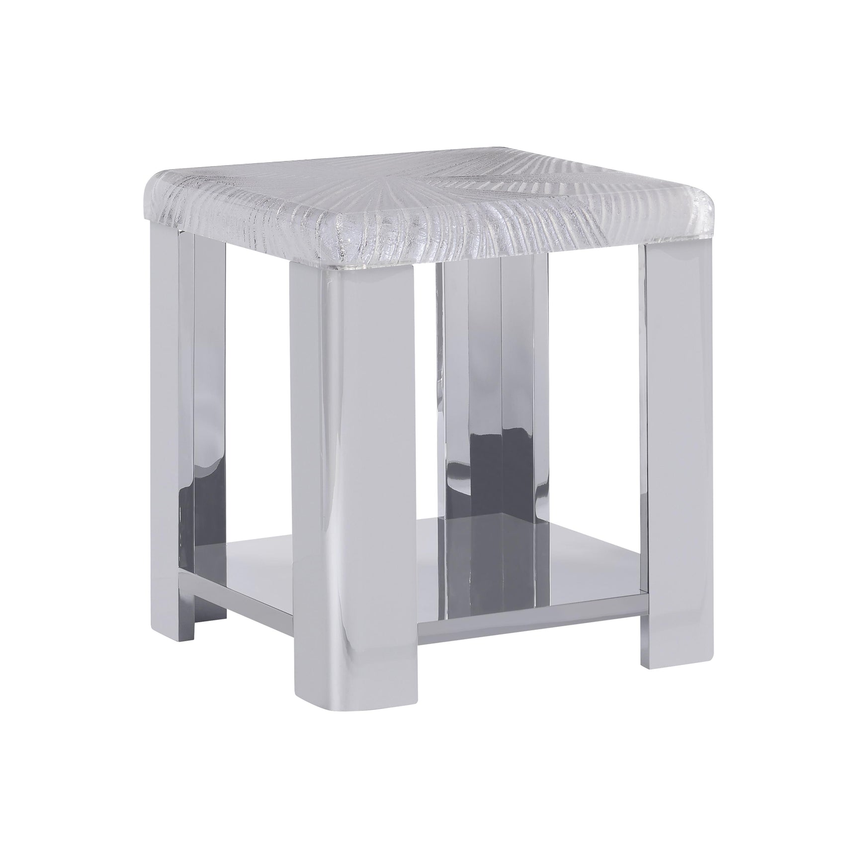 Aura Acrylic/Polished Stainless Steel Side Table - Ornate Home