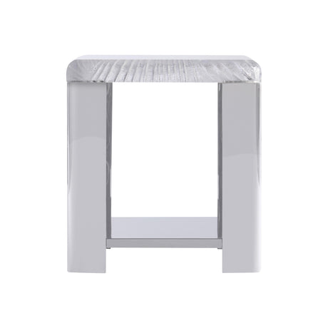 Aura Acrylic/Polished Stainless Steel Side Table - Ornate Home