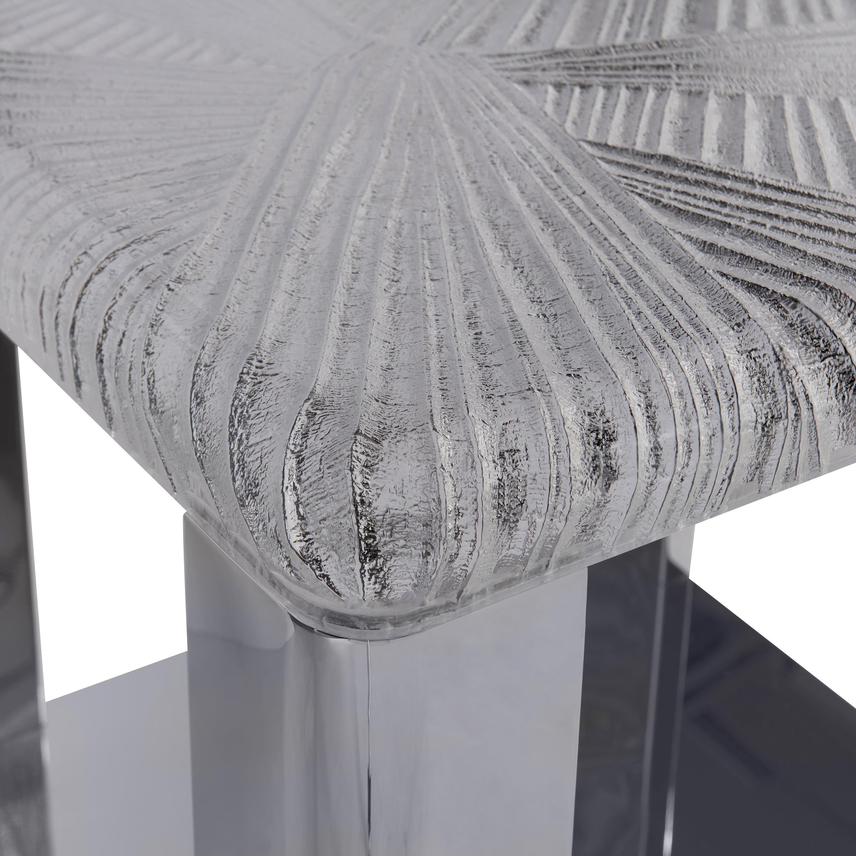 Aura Acrylic/Polished Stainless Steel Side Table - Ornate Home