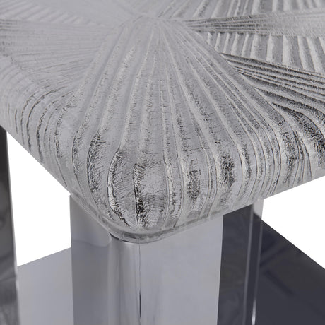 Aura Acrylic/Polished Stainless Steel Side Table - Ornate Home