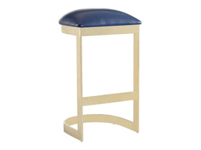 Aura Bar Stool in Blue and Polished Brass - Ornate Home
