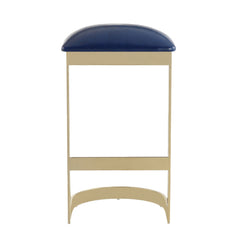 Aura Bar Stool in Blue and Polished Brass - Ornate Home