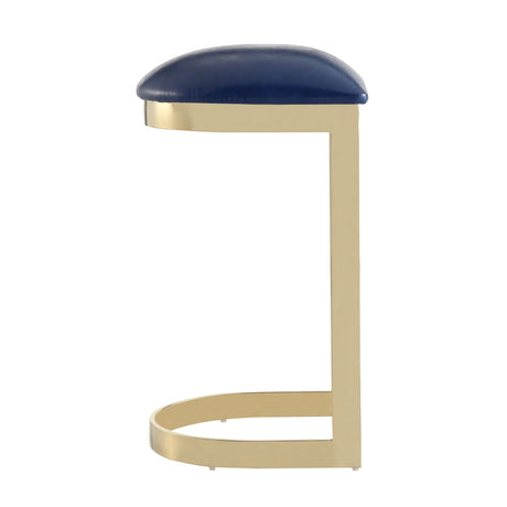 Aura Bar Stool in Blue and Polished Brass - Ornate Home