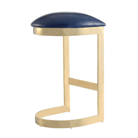 Aura Bar Stool in Blue and Polished Brass - Ornate Home