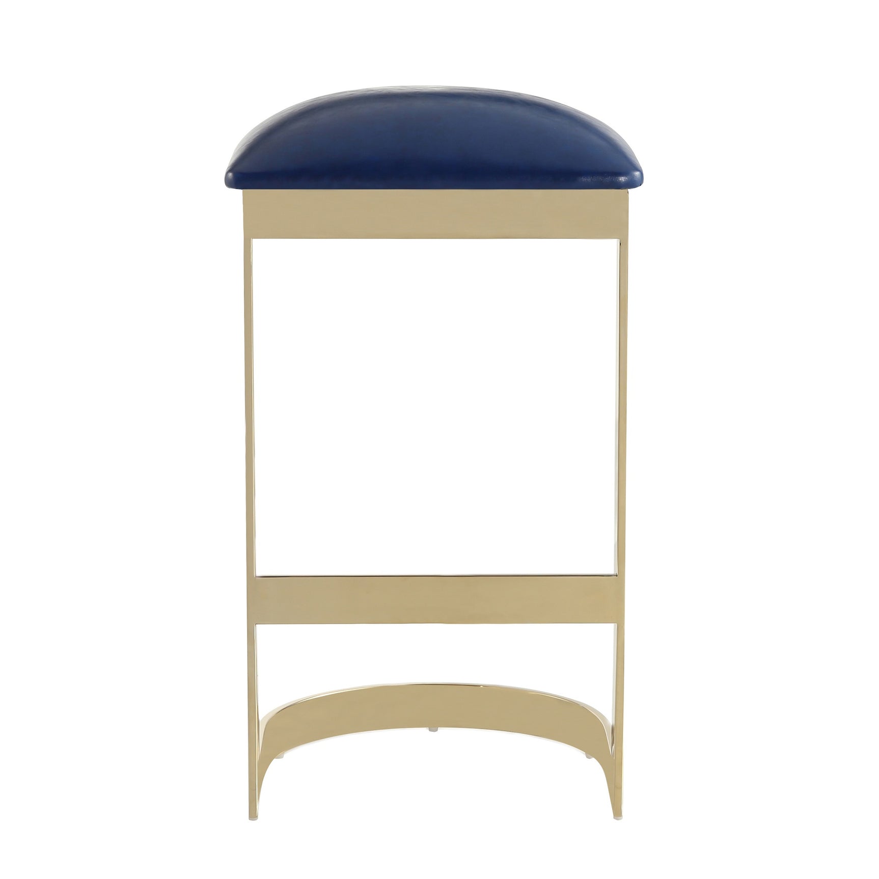 Aura Bar Stool in Blue and Polished Brass (set of 2) - Ornate Home
