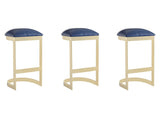 Aura Bar Stool in Blue and Polished Brass (set of 3) - Ornate Home