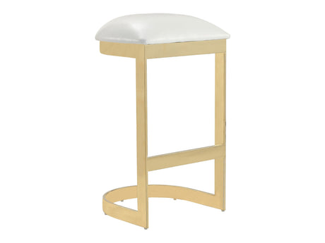 Aura Bar Stool in White and Polished Brass - Ornate Home