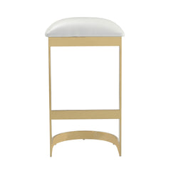 Aura Bar Stool in White and Polished Brass - Ornate Home