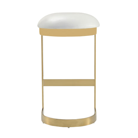 Aura Bar Stool in White and Polished Brass - Ornate Home