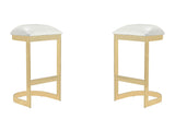 Aura Bar Stool in White and Polished Brass (set of 2) - Ornate Home
