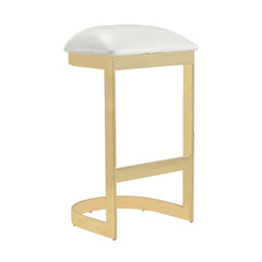 Aura Bar Stool in White and Polished Brass (set of 2) - Ornate Home