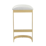 Aura Bar Stool in White and Polished Brass (set of 2) - Ornate Home
