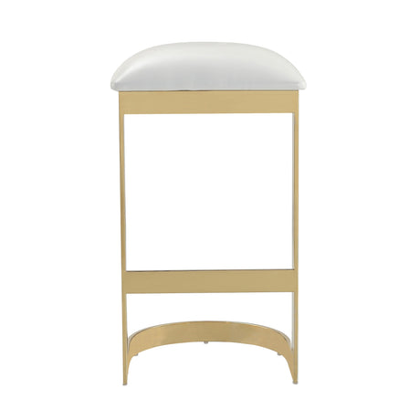Aura Bar Stool in White and Polished Brass (set of 2) - Ornate Home