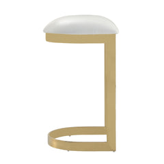 Aura Bar Stool in White and Polished Brass (set of 2) - Ornate Home