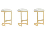 Aura Bar Stool in White and Polished Brass (set of 3) - Ornate Home