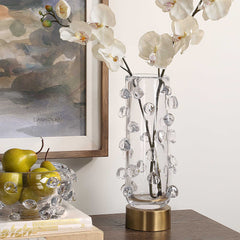 Aura Brass Clear Glass Vase - Ornate Home