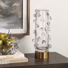 Aura Brass Clear Glass Vase - Ornate Home
