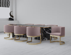 Aura Dining Chair in Blush and Polished Brass - Ornate Home