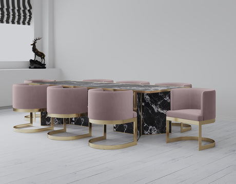 Aura Dining Chair in Blush and Polished Brass - Ornate Home