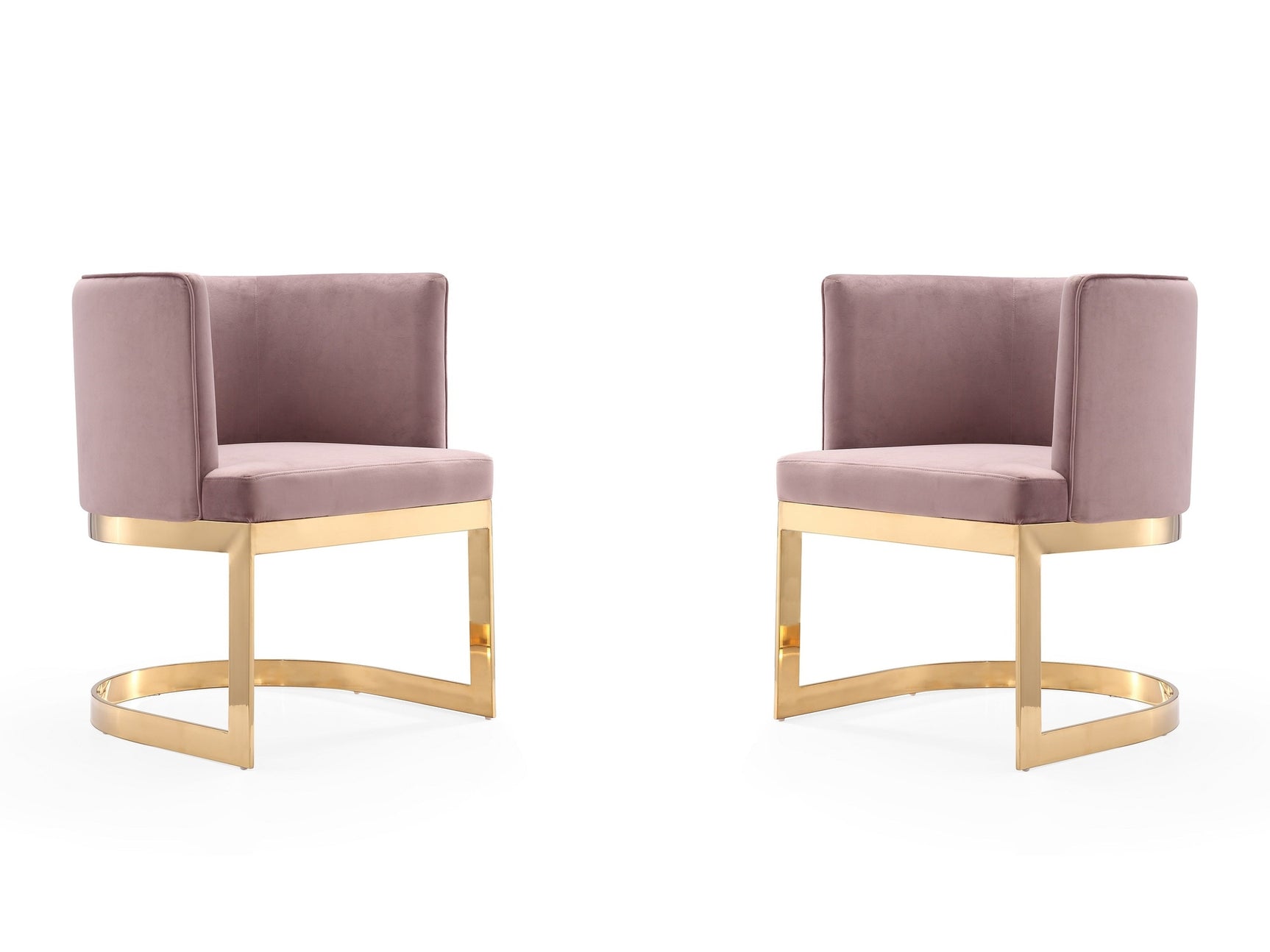 Aura Dining Chair in Blush and Polished Brass (set of 2) - Ornate Home