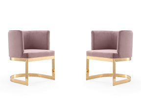 Aura Dining Chair in Blush and Polished Brass (set of 2) - Ornate Home