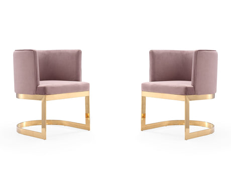 Aura Dining Chair in Blush and Polished Brass (set of 2) - Ornate Home