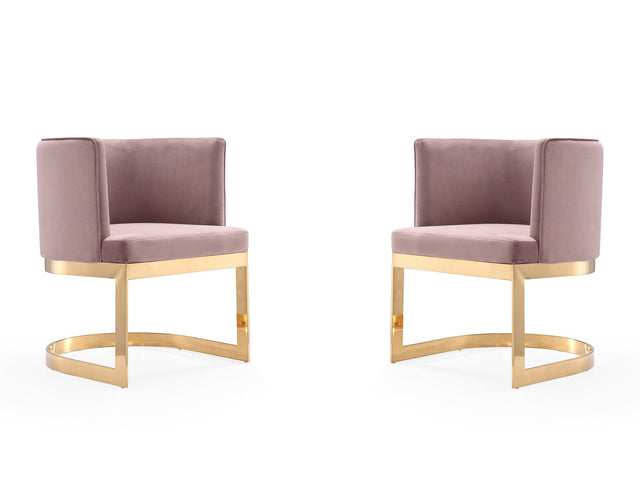 Aura Dining Chair in Blush and Polished Brass (set of 2) - Ornate Home
