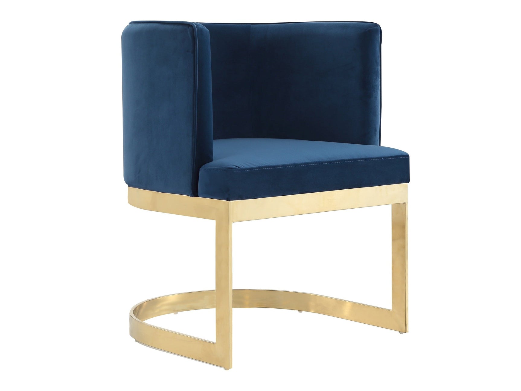 Aura Dining Chair in Royal Blue and Polished Brass - Ornate Home