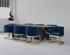 Aura Dining Chair in Royal Blue and Polished Brass - Ornate Home
