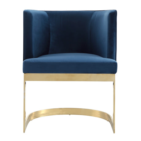 Aura Dining Chair in Royal Blue and Polished Brass - Ornate Home