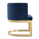Aura Dining Chair in Royal Blue and Polished Brass - Ornate Home